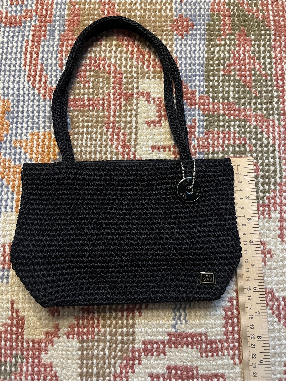 The Sak Black Crochet Knit Baguette Shoulder Mini Bag - Picture 2 of 10